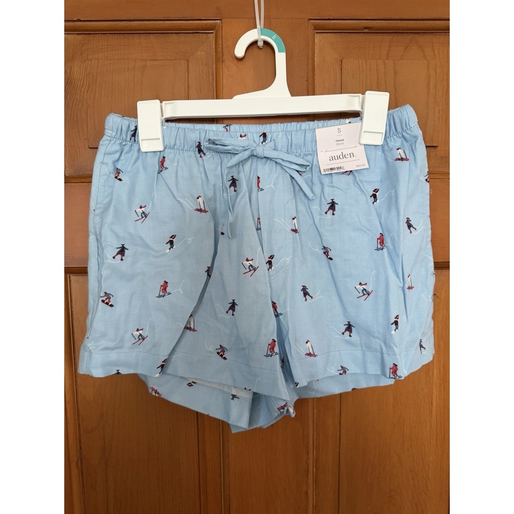 Women's Auden Blue Skiing Winter Sports Flannel Pajama Shorts Size Small NWT